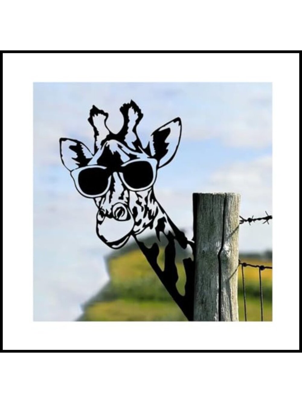 Metal Giraffe Fence Topper Garden Decor Iron Statue Sculpture